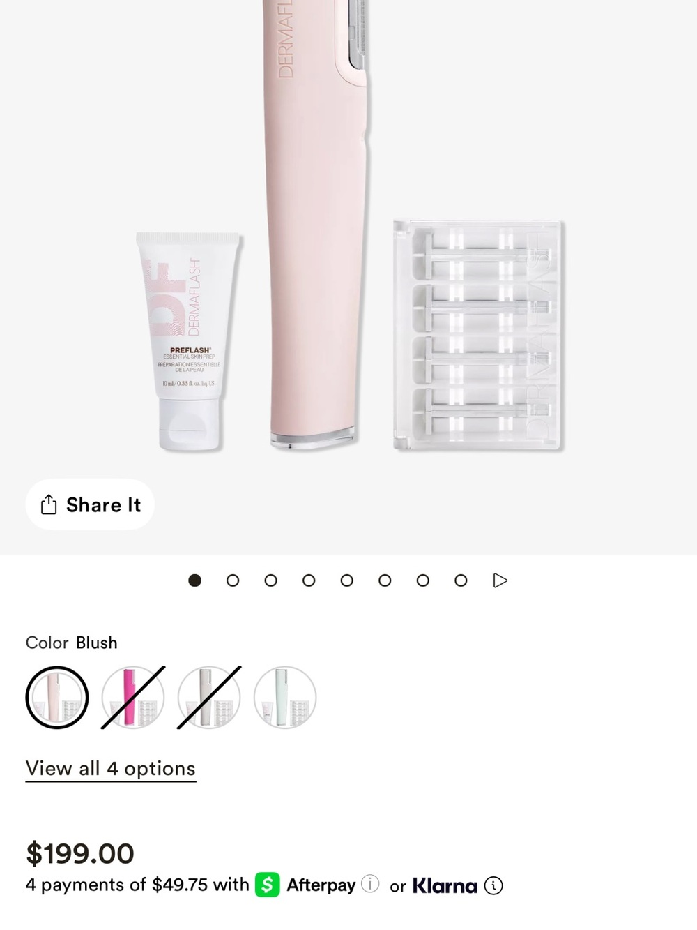 Luxe Blush Facial Dermaplaning Tool with Preflash Gel & Replacement Blades